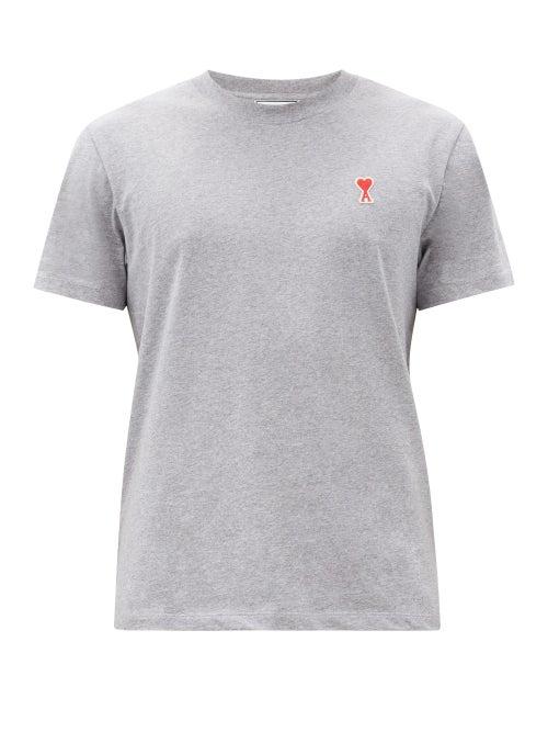 Matchesfashion.com Ami - Ami De Coeur Logo-patch Cotton-jersey T-shirt - Mens - Grey