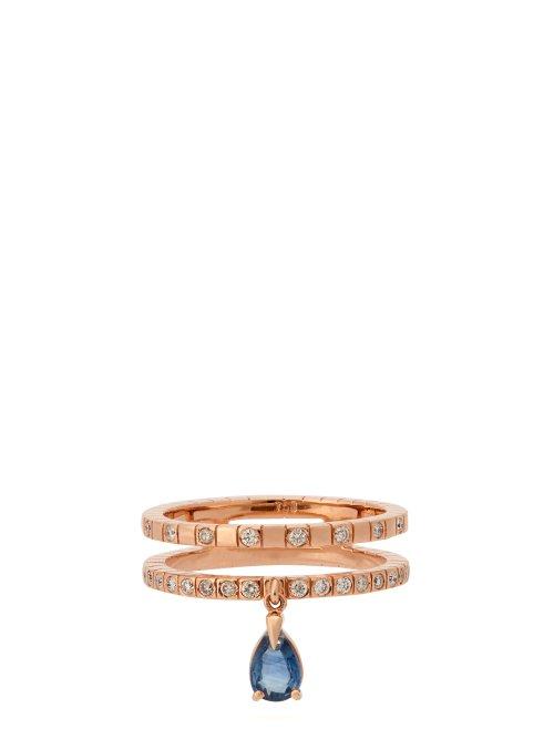 Matchesfashion.com Diane Kordas - Double Band 18kt Gold, Diamond & Sapphire Ring - Womens - Blue