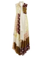 Matchesfashion.com Golden Goose - Daisy Neck Tie Patchwork Maxi Dress - Womens - Multi