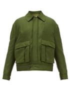 Matchesfashion.com Loewe - Point-collar Raw Silk Jacket - Mens - Khaki