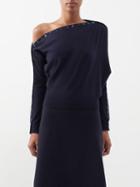 Altuzarra - Cragen Off-the-shoulder Wool-blend Sweater - Womens - Navy