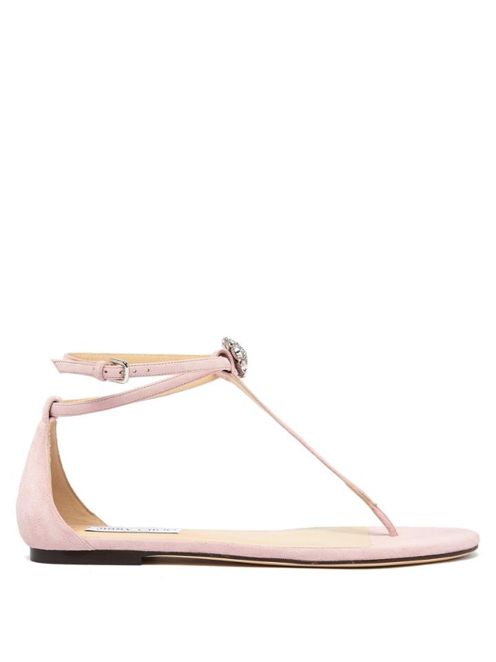 Jimmy Choo Afia Crystal-embellished Suede Sandals