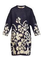 Matchesfashion.com Marit Ilison - Rever Floral Intarsia Cotton Coat - Womens - Navy Multi