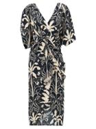 Matchesfashion.com Johanna Ortiz - Modern Visionary Crepe De Chine Dress - Womens - Black Cream