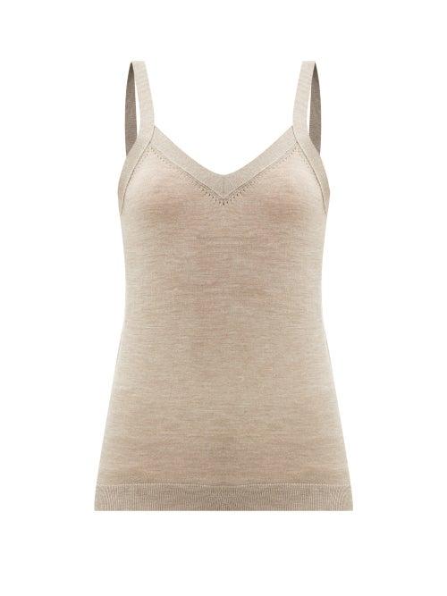 Matchesfashion.com Johnston's Of Elgin - Maria Superfine Merino-wool Tank Top - Womens - Beige