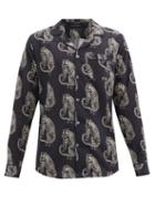 Matchesfashion.com Desmond & Dempsey - Sansido Tiger-print Cotton Pyjama Shirt - Mens - Black Multi