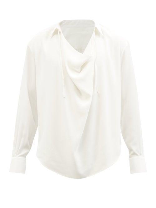 Bourrienne Paris X - Cabane Silk Cowl-neck Shirt - Mens - White