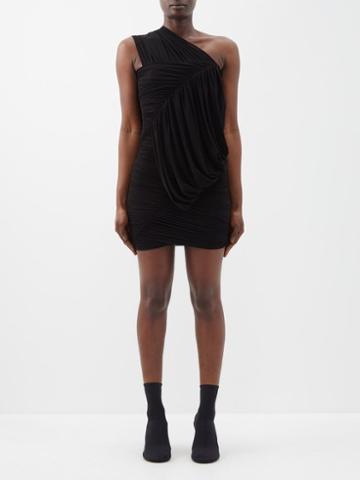 Rick Owens - One-shoulder Jersey Mini Dress - Womens - Black