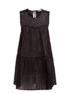 Matchesfashion.com My Beachy Side - Tiered Broderie Anglaise Cotton Dress - Womens - Black