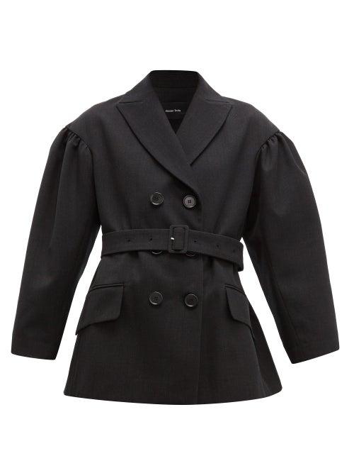 Matchesfashion.com Simone Rocha - Double Breasted Belted Twill Blazer - Womens - Black