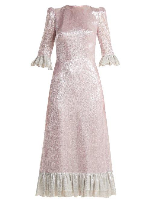 Matchesfashion.com The Vampire's Wife - Falconetti Ruffle Trimmed Silk Blend Dress - Womens - Pink Silver