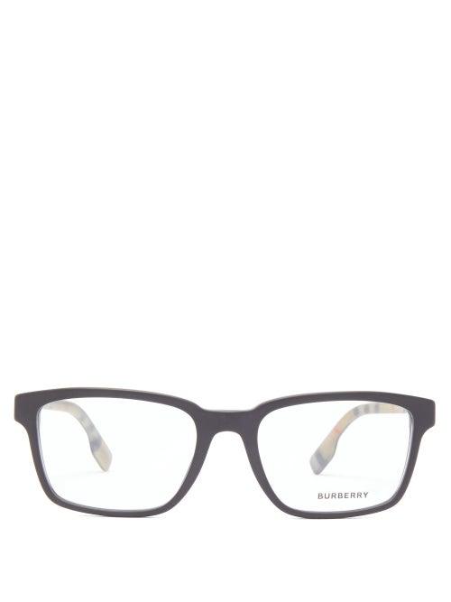 Matchesfashion.com Burberry - Vintage-check D-frame Acetate Glasses - Mens - Black Multi
