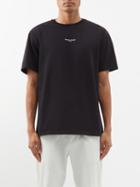Maison Kitsun - Logo-embroidered Cotton-jersey T-shirt - Mens - Black