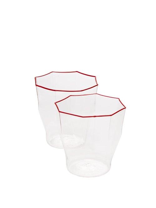Matchesfashion.com Campbell-rey - Set Of 2 Rosanna Murano Stripe Glasses - Red