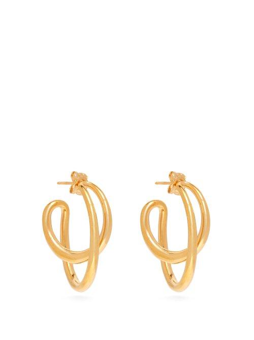 Matchesfashion.com Charlotte Chesnais - Initial Gold Vermeil Hoop Earrings - Womens - Gold