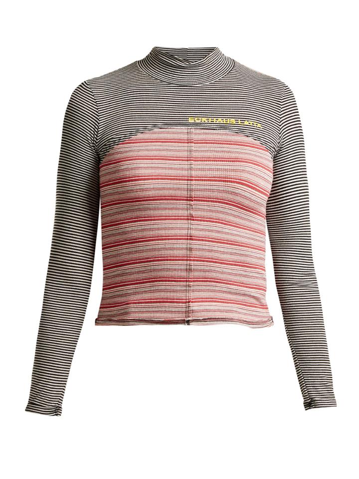 Eckhaus Latta High-neck Striped Cotton-blend Top