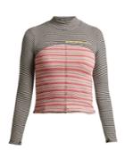 Eckhaus Latta High-neck Striped Cotton-blend Top
