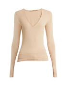 Matchesfashion.com Summa - Deep V Neck Fine Knit Sweater - Womens - Beige