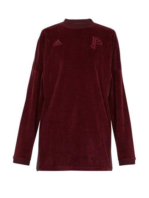 Matchesfashion.com Adidas By Pogba - Long Sleeve Velvet Sweater - Mens - Burgundy