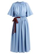 Matchesfashion.com Roksanda - Silba Belted Midi Dress - Womens - Blue Multi