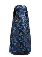 Matchesfashion.com Osman - Puffed Panel Strapless Floral Brocade Gown - Womens - Navy Multi