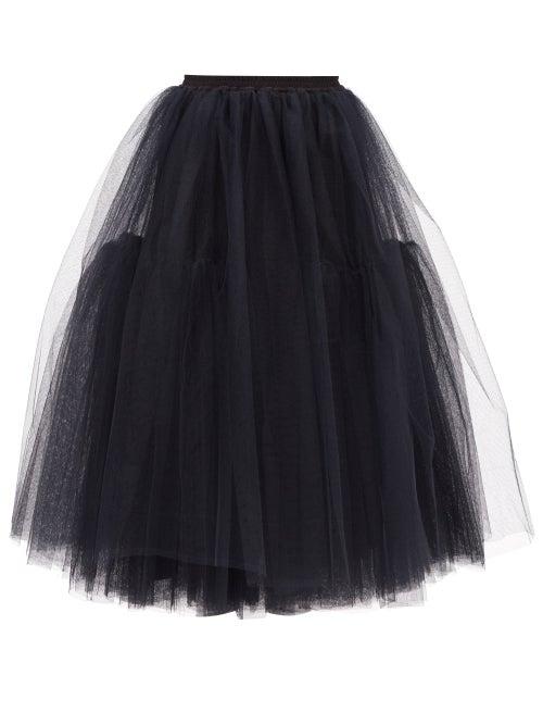 Erdem - Rachel Flared Tulle Skirt - Womens - Black