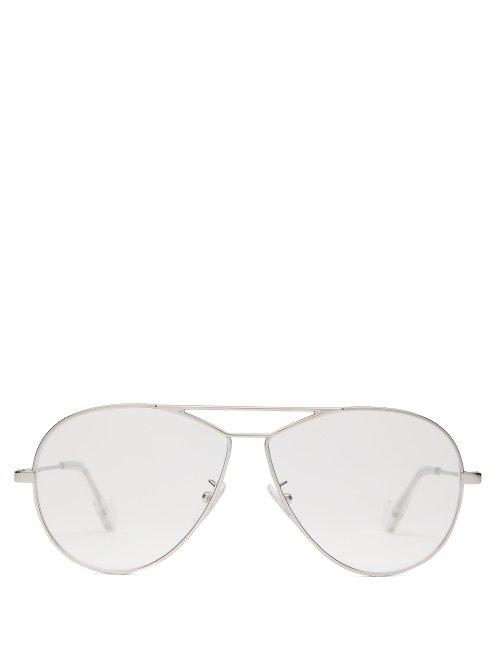 Matchesfashion.com Loewe - Round Frame Metal Aviator Glasses - Womens - Silver