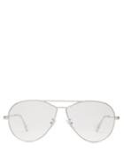 Matchesfashion.com Loewe - Round Frame Metal Aviator Glasses - Womens - Silver