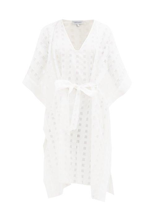 Matchesfashion.com Odyssee - Miller Fil-coup Cotton-blend Kaftan - Womens - White