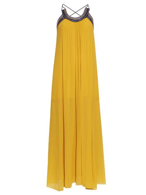 Roberto Cavalli Pleated Cross-back Silk-georgette Dress