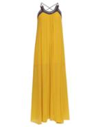 Roberto Cavalli Pleated Cross-back Silk-georgette Dress