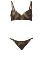 Matchesfashion.com Lisa Marie Fernandez - Yasmin Crossover Lam-jacquard Bikini - Womens - Black Gold