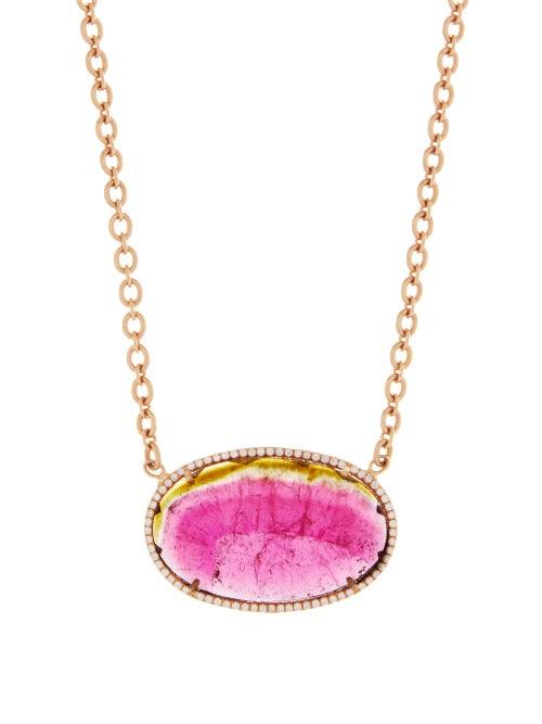 Matchesfashion.com Irene Neuwirth - Watermelon Tourmaline & Diamond Necklace - Womens - Pink