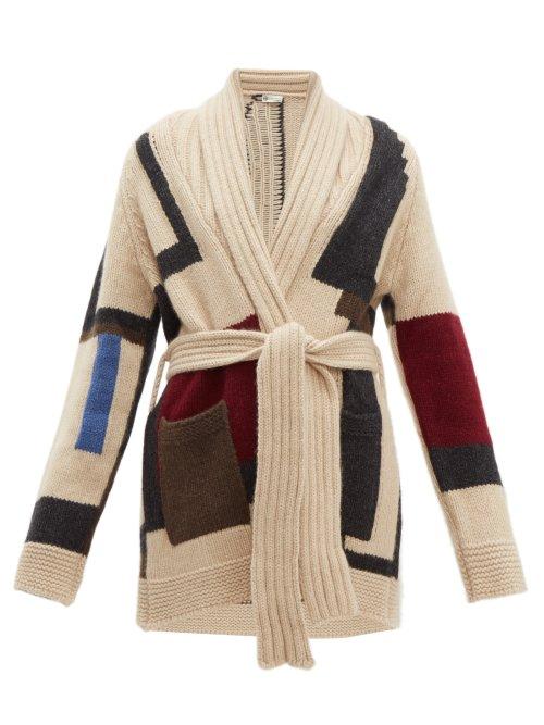 Matchesfashion.com Connolly - Geometric Intarsia Cashmere Cardigan - Womens - Beige Multi