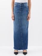 Raey - Split Back Organic-cotton Denim Maxi Skirt - Womens - Dark Indigo