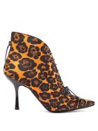 Matchesfashion.com Fabrizio Viti - Mae Leopard Print Lace Up Satin Ankle Boots - Womens - Leopard