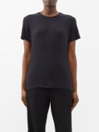 Raey - Organic Cotton-blend Sheer Rib T-shirt - Womens - Navy