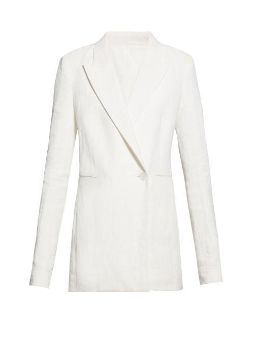 Matchesfashion.com The Row - Ciel Single Breasted Longline Linen Blazer - Womens - White