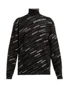 Matchesfashion.com Balenciaga - Logo Intarsia Wool Blend Sweater - Womens - Black White