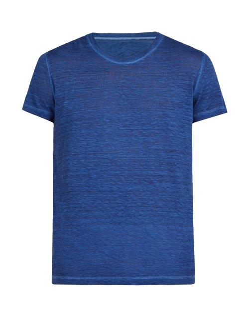 Matchesfashion.com 120% Lino - Crew Neck Linen Jersey T Shirt - Mens - Blue