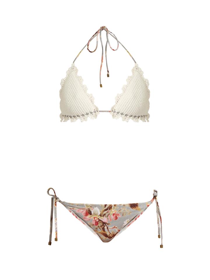 Zimmermann Mercer Crochet And Floral-print Bikini