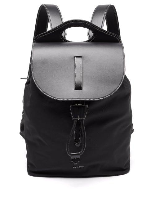 Mens Bags Burberry - Pocket Nylon And Leather Backpack - Mens - Black