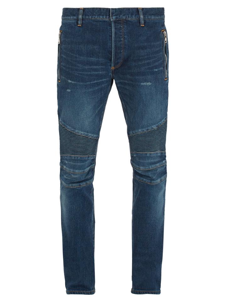Balmain Zip-detail Biker Skinny-leg Jeans