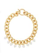 Matchesfashion.com Rosantica - Canasta Pearl-embellished Curb-chain Choker - Womens - Gold