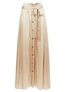 Matchesfashion.com Ann Demeulemeester - Belted Silk-blend Satin Maxi Skirt - Womens - Gold