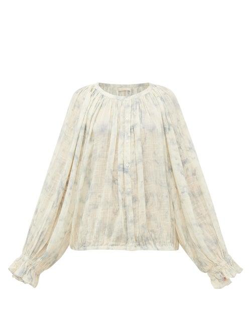 Matchesfashion.com Mes Demoiselles - Voltige Tie-dye Cotton Blouse - Womens - Blue White