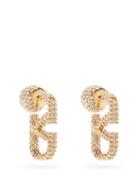 Matchesfashion.com Valentino Garavani - V-logo Crystal-embellished Earrings - Womens - Crystal