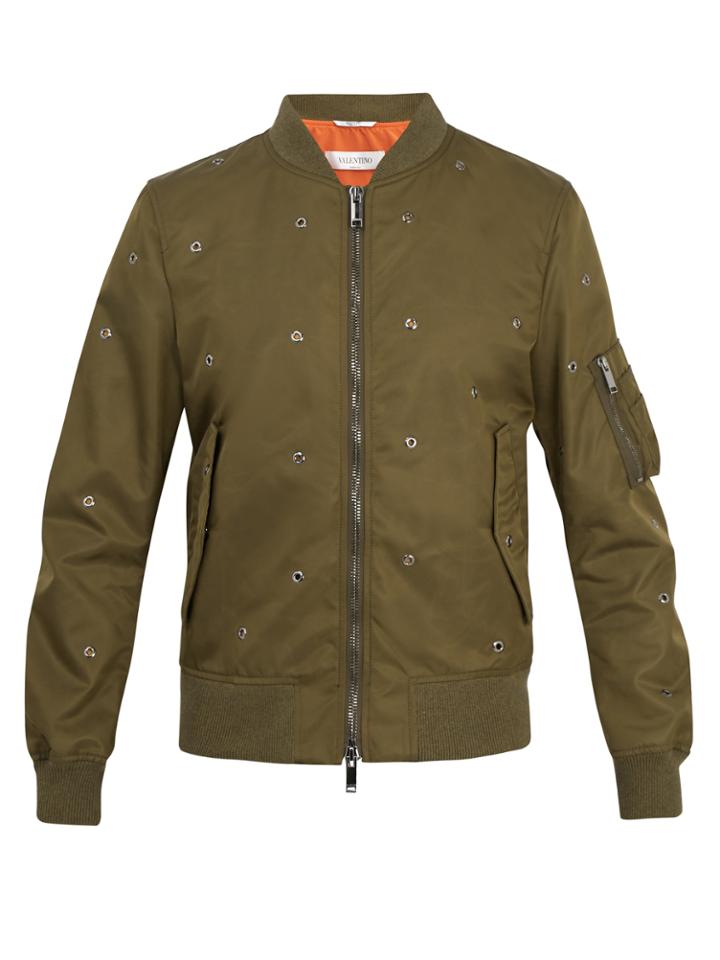 Valentino Eyelet-detail Ma-1 Shell Bomber Jacket