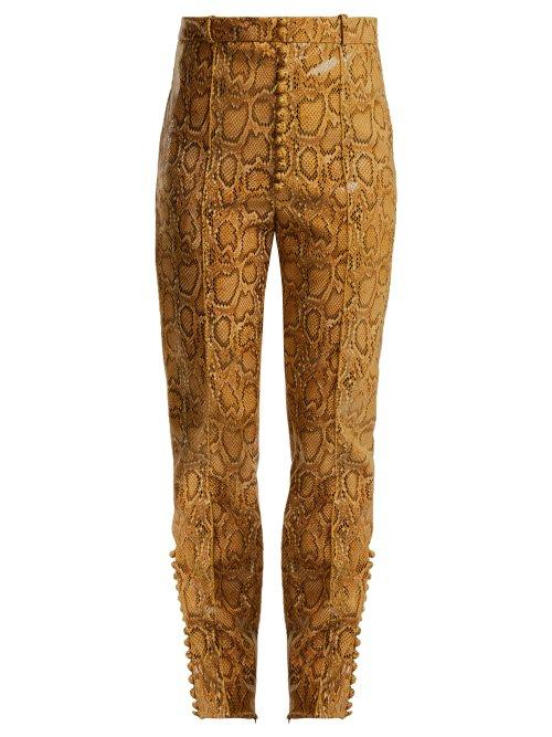 Matchesfashion.com Hillier Bartley - Faux Python Slim Leg Trousers - Womens - Beige Print