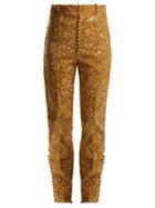 Matchesfashion.com Hillier Bartley - Faux Python Slim Leg Trousers - Womens - Beige Print